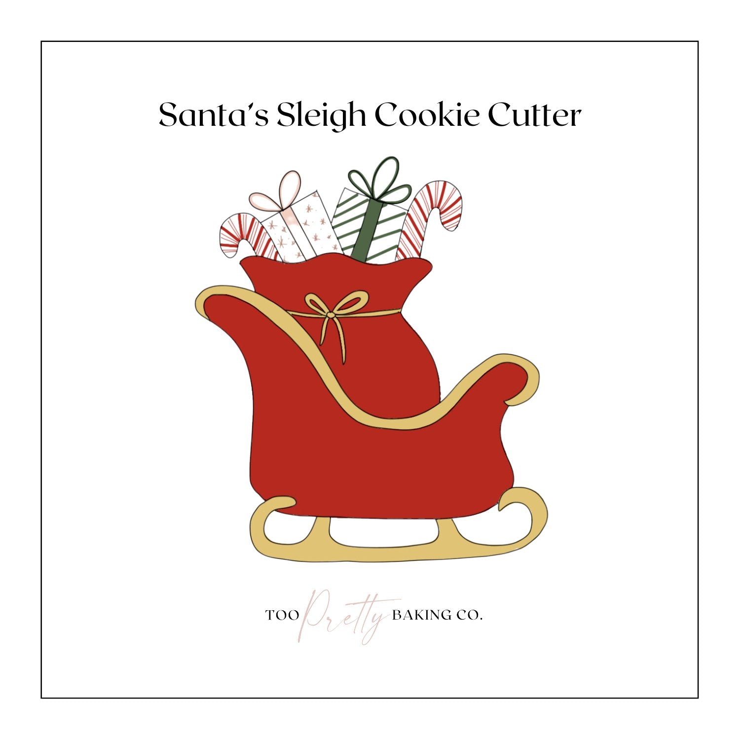 Santa's Sleigh Cookie Cutter - Too Pretty Baking Co.Cookie Cutter